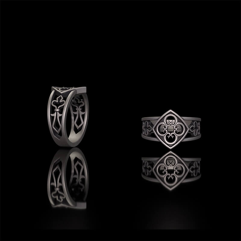 Vintage Hollow Floral Pattern Sterling Silver Ring | RoyalLuster.com