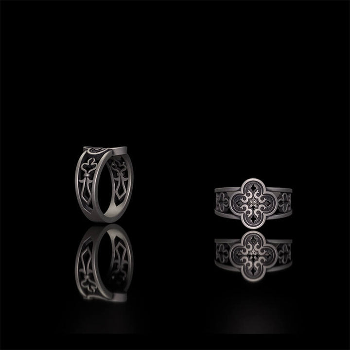 Vintage Hollow Floral Pattern Sterling Silver Ring | RoyalLuster.com
