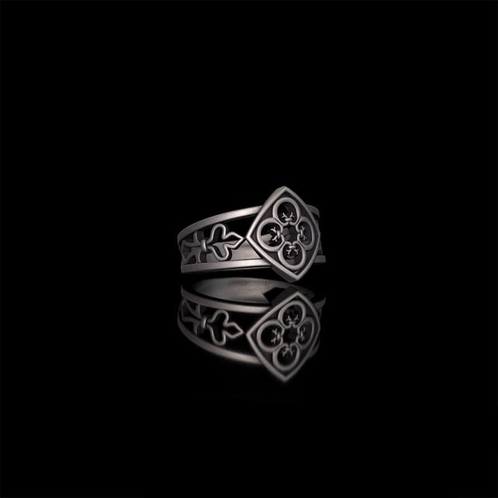 Vintage Hollow Floral Pattern Sterling Silver Ring | RoyalLuster.com