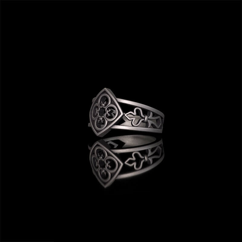 Vintage Hollow Floral Pattern Sterling Silver Ring | RoyalLuster.com