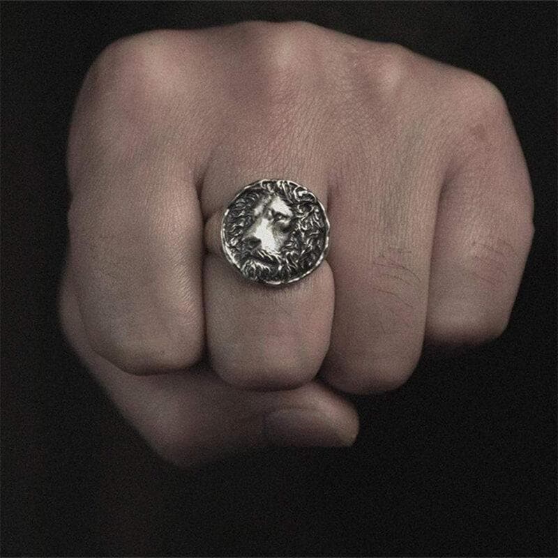 Vintage Lion King 925 Sterling Silver Seal Ring