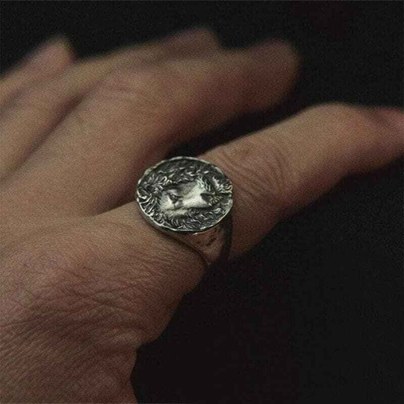 Vintage Lion King 925 Sterling Silver Seal Ring