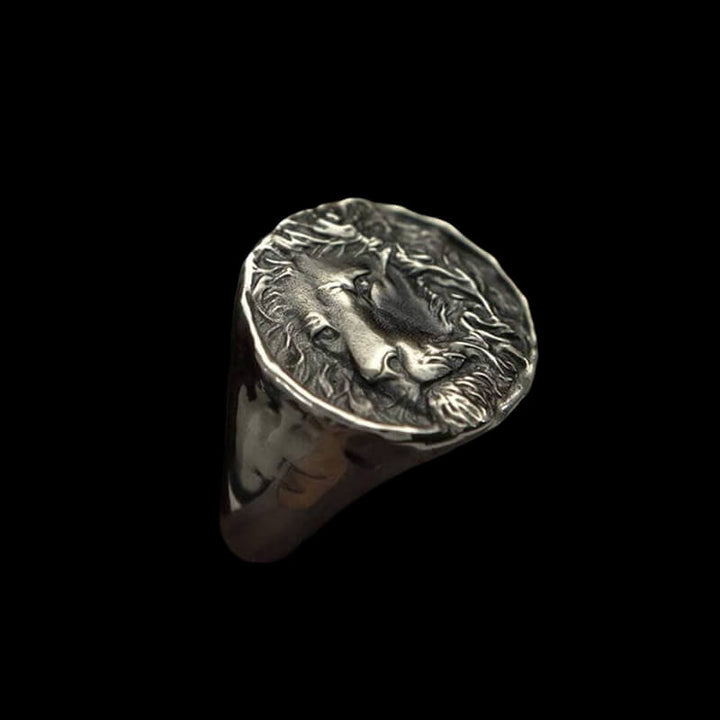 Vintage Lion King 925 Sterling Silver Seal Ring