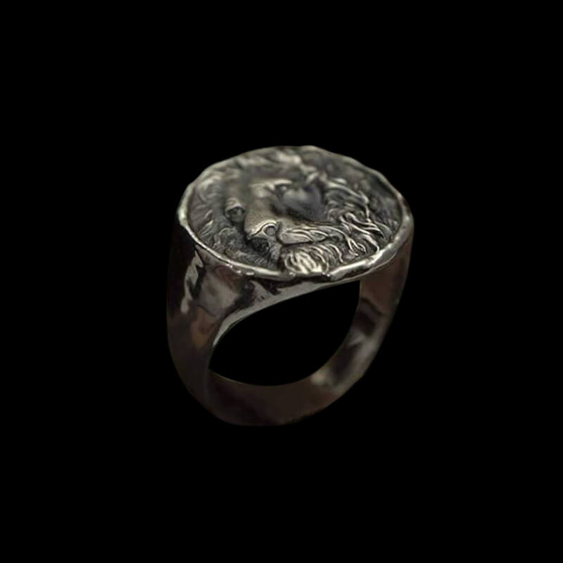 Vintage Lion King 925 Sterling Silver Seal Ring