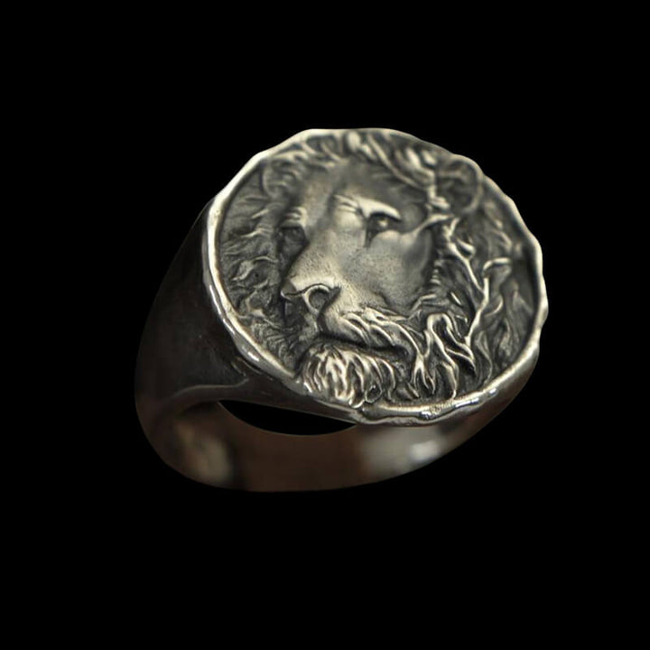 Vintage Lion King 925 Sterling Silver Seal Ring
