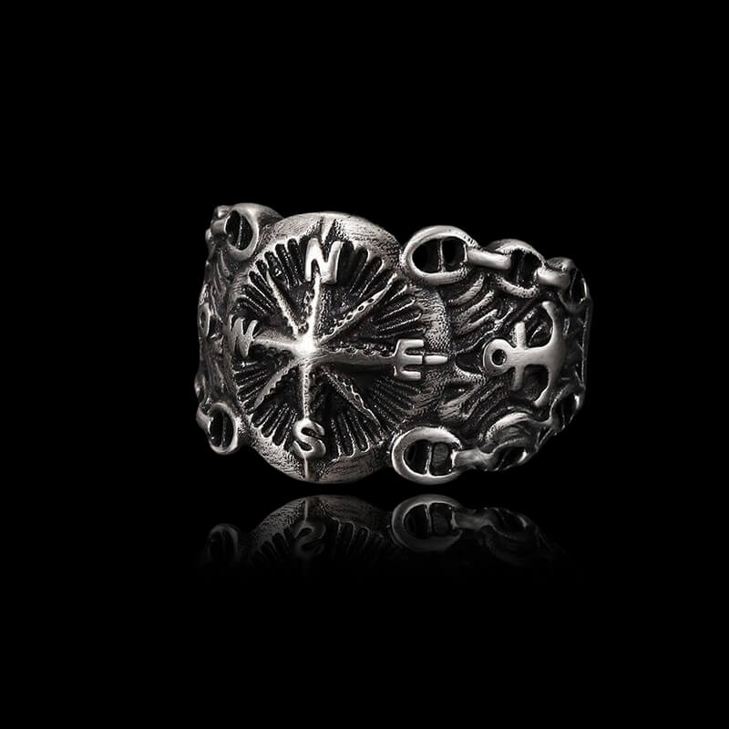 Vintage Northern Pirate Compass 925 Sterling Silver Marine Ring