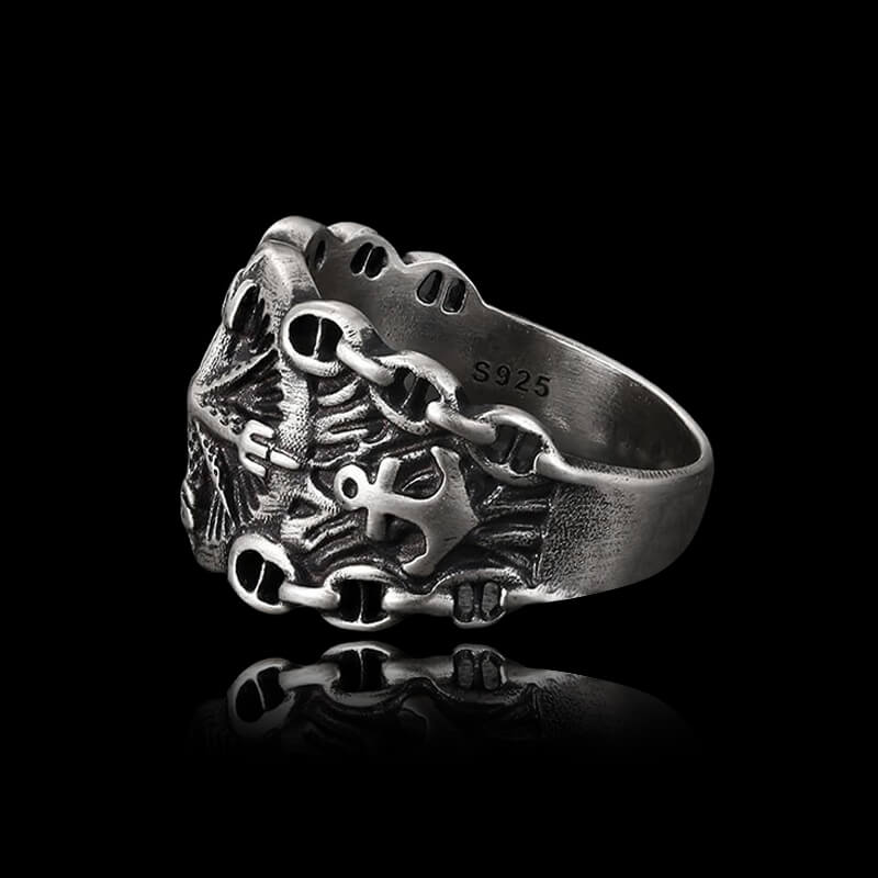 Vintage Northern Pirate Compass 925 Sterling Silver Marine Ring