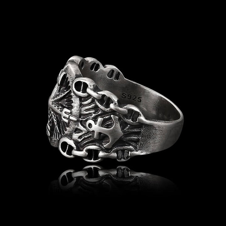 Vintage Northern Pirate Compass 925 Sterling Silver Marine Ring