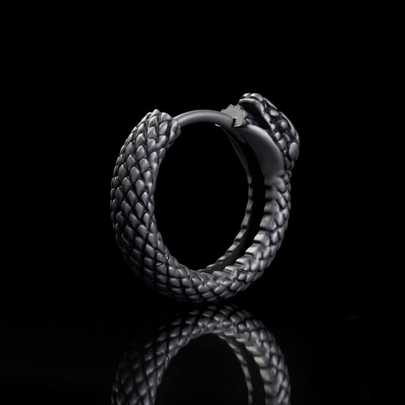 Snake Ouroboros Sterling Silver Huggie Earrings