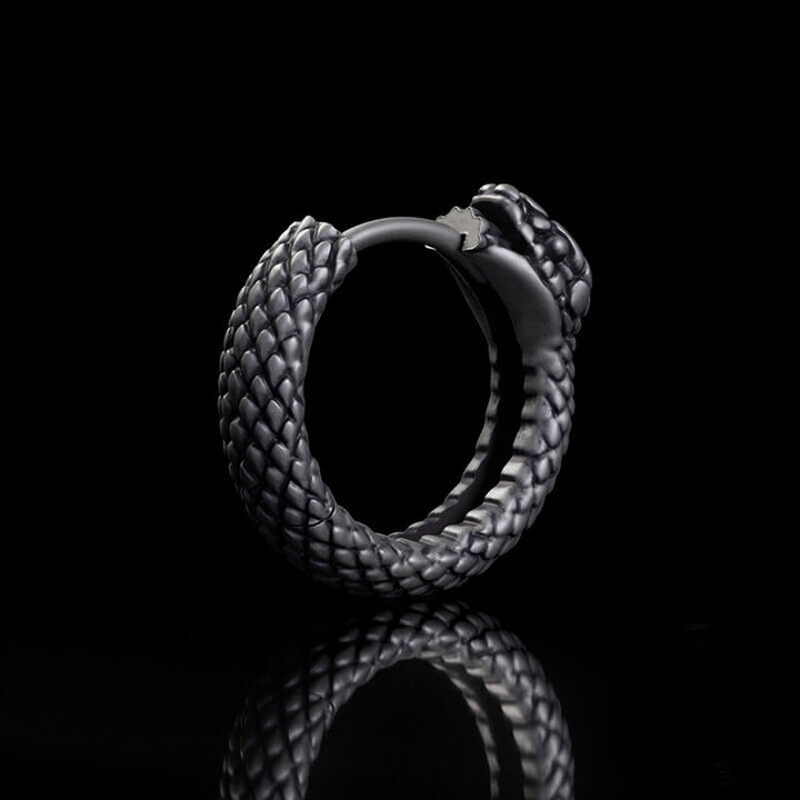 Snake Ouroboros Sterling Silver Huggie Earrings