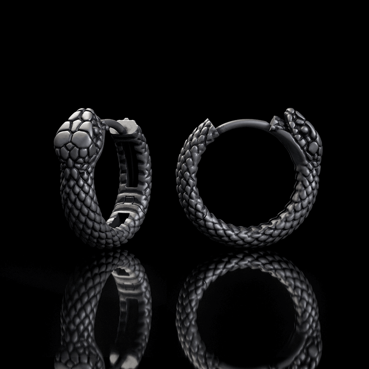 Snake Ouroboros Sterling Silver Huggie Earrings | RoyalLuster.com