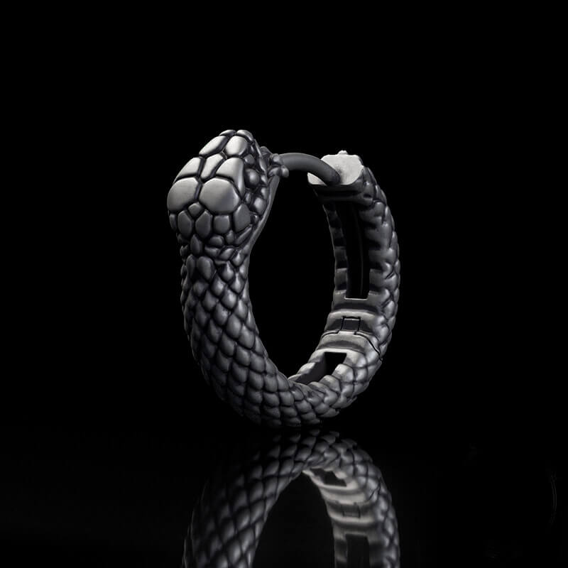 Snake Ouroboros Sterling Silver Huggie Earrings | RoyalLuster.com