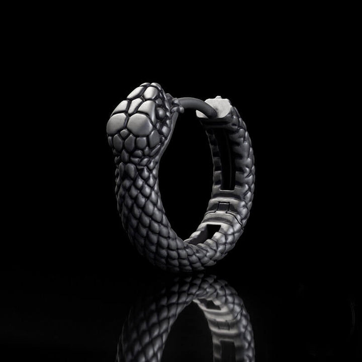 Snake Ouroboros Sterling Silver Huggie Earrings | RoyalLuster.com
