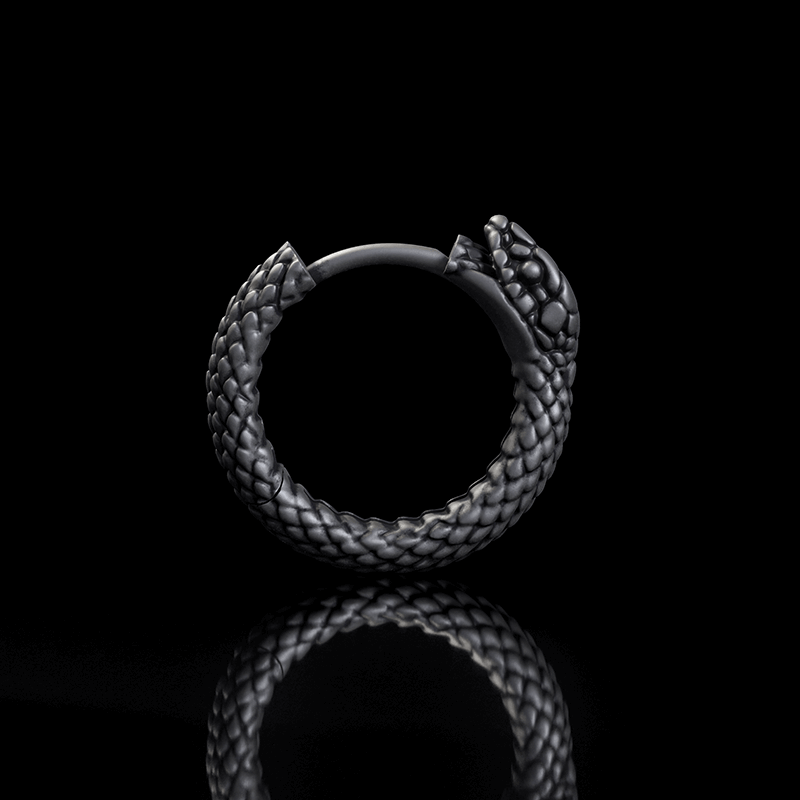 Snake Ouroboros Sterling Silver Huggie Earrings