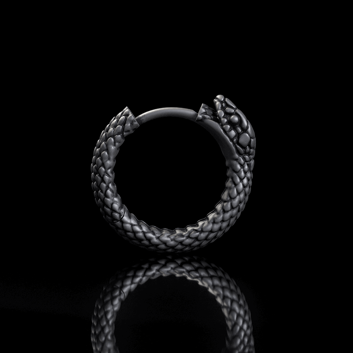 Snake Ouroboros Sterling Silver Huggie Earrings
