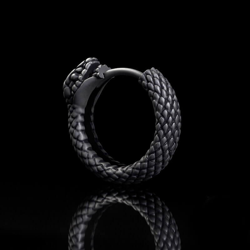 Snake Ouroboros Sterling Silver Huggie Earrings | RoyalLuster.com