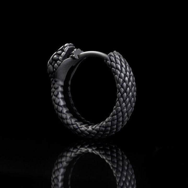 Snake Ouroboros Sterling Silver Huggie Earrings | RoyalLuster.com