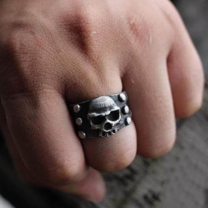 Vintage Punk 925 Sterling Silver Skull Ring