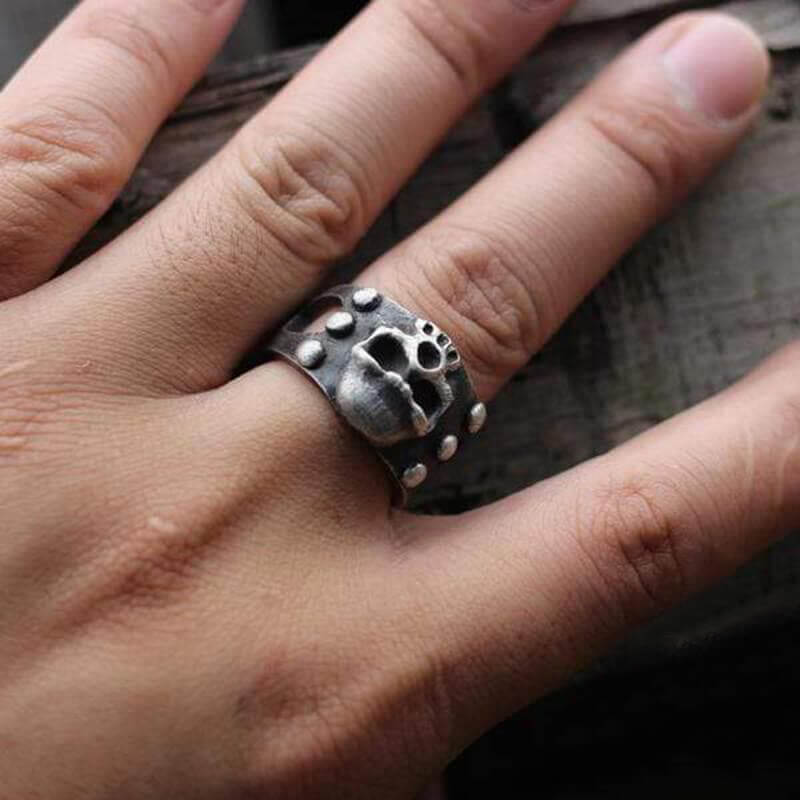 Vintage Punk 925 Sterling Silver Skull Ring
