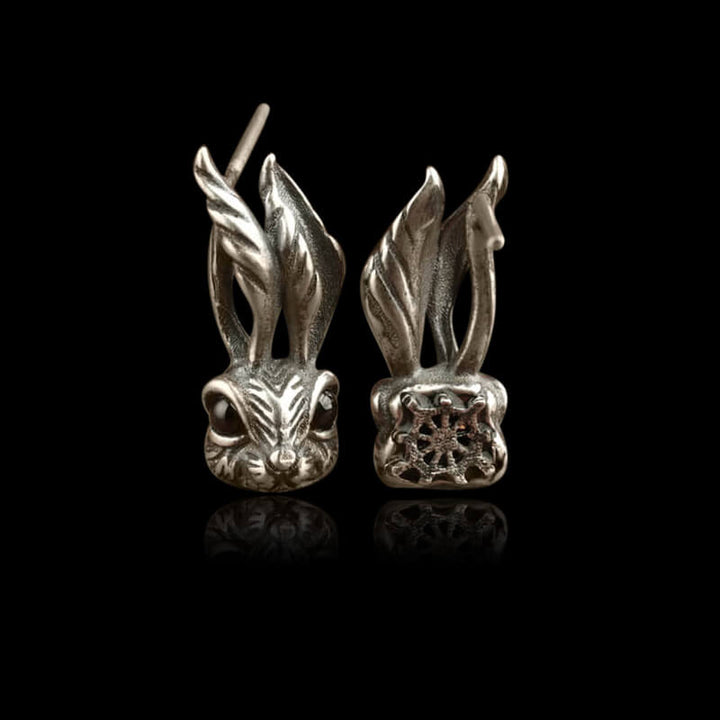 Vintage Rabbit 925 Sterling Silver Stud Earring