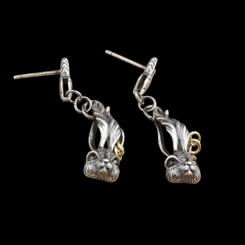 Vintage Rabbit 925 Sterling Silver Stud Earring