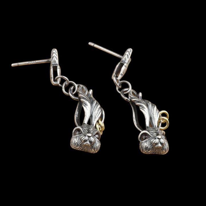 Vintage Rabbit 925 Sterling Silver Stud Earring
