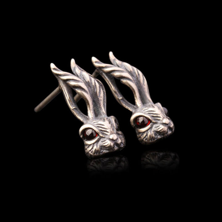 Vintage Rabbit 925 Sterling Silver Stud Earring