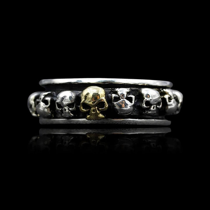 Vintage Skull Punk 925 Sterling Silver Spinner Ring
