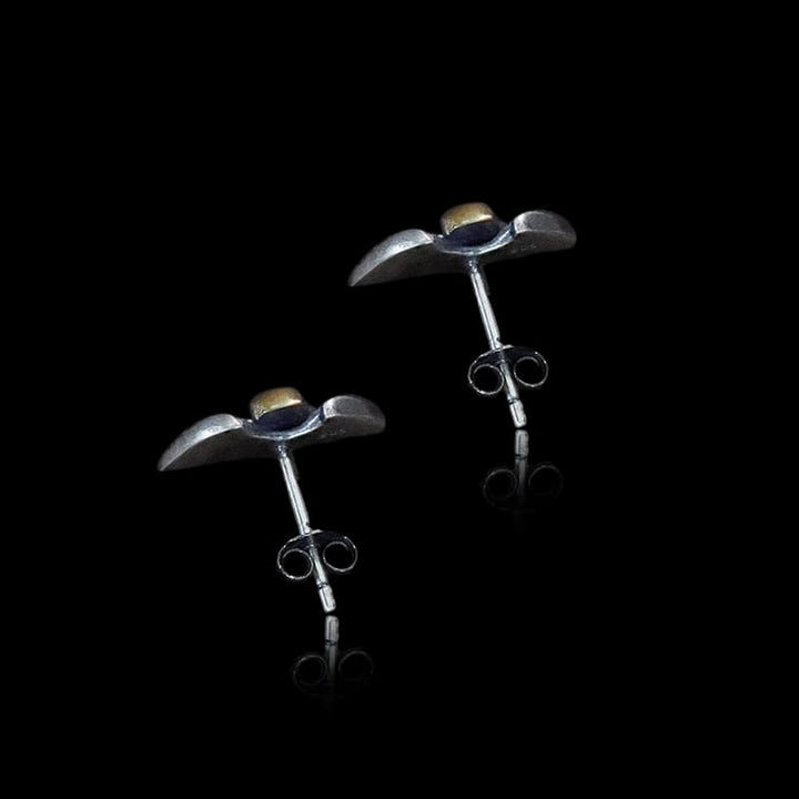 Vintage Skull Wings 925 Sterling Silver Stud Earrings