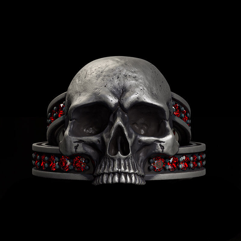 Vintage Skull Zircon-Set Knot Band Sterling Silver Ring | RoyalLuster.com