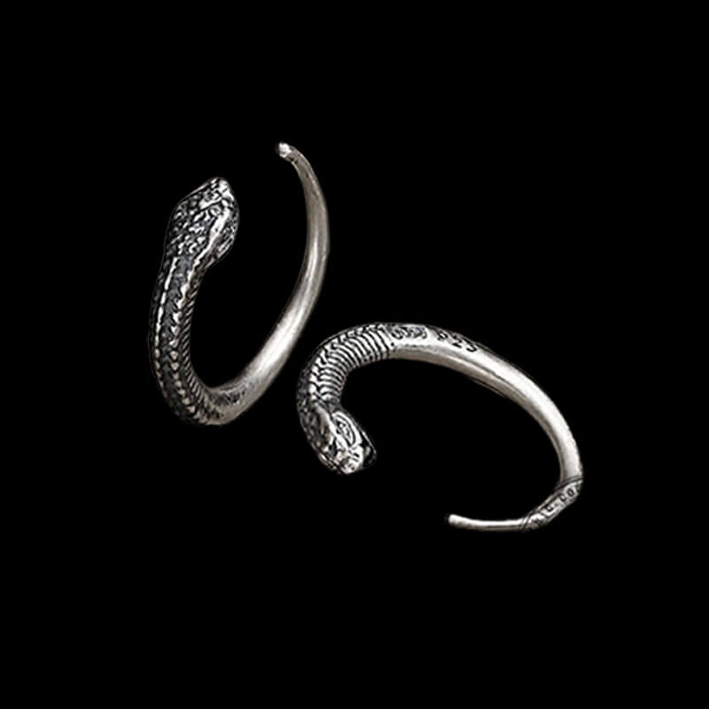 Vintage Snake-Shaped 925 Sterling Silver Hoop Earrings