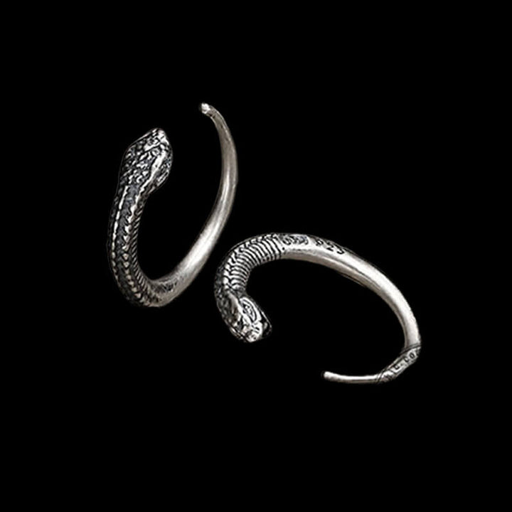 Vintage Snake-Shaped 925 Sterling Silver Hoop Earrings