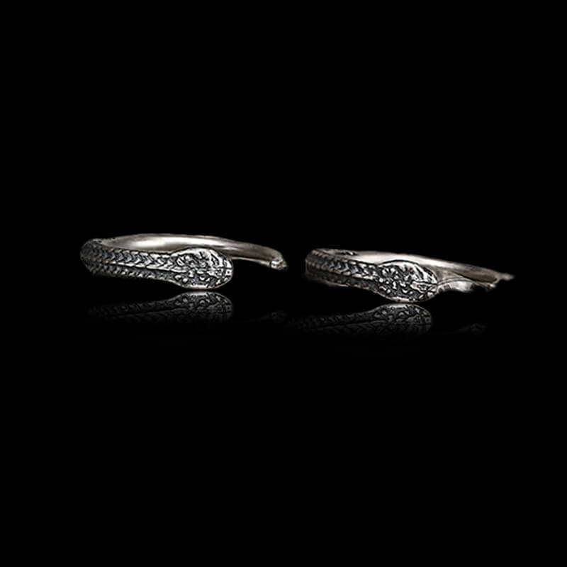 Vintage Snake-Shaped 925 Sterling Silver Hoop Earrings