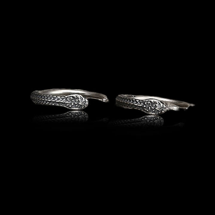 Vintage Snake-Shaped 925 Sterling Silver Hoop Earrings