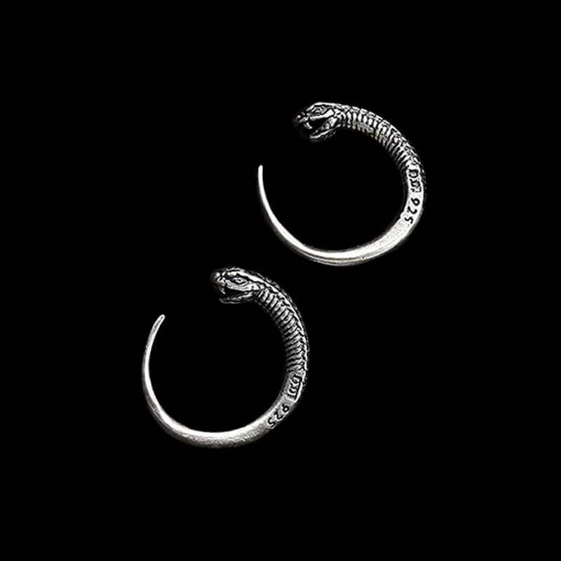 Vintage Snake-Shaped 925 Sterling Silver Hoop Earrings