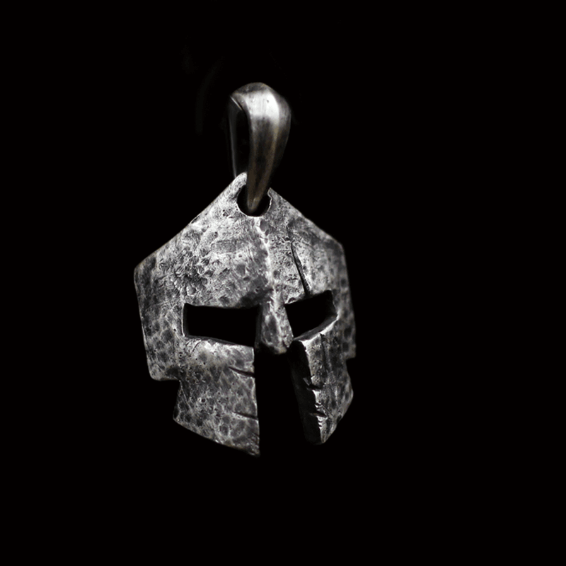 Vintage Spartan Warrior Helmet 925 Sterling Silver Pendant