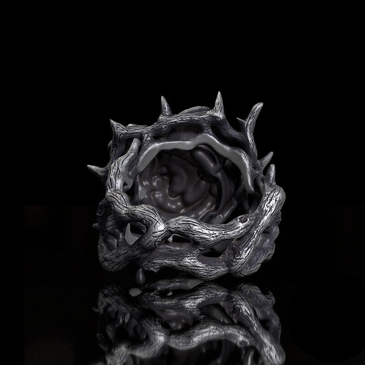 Vintage Thorns Vine Rose Sterling Silver Ring | RoyalLuster.com