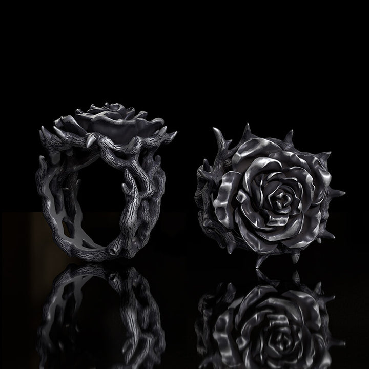 Vintage Thorns Vine Rose Sterling Silver Ring | RoyalLuster.com