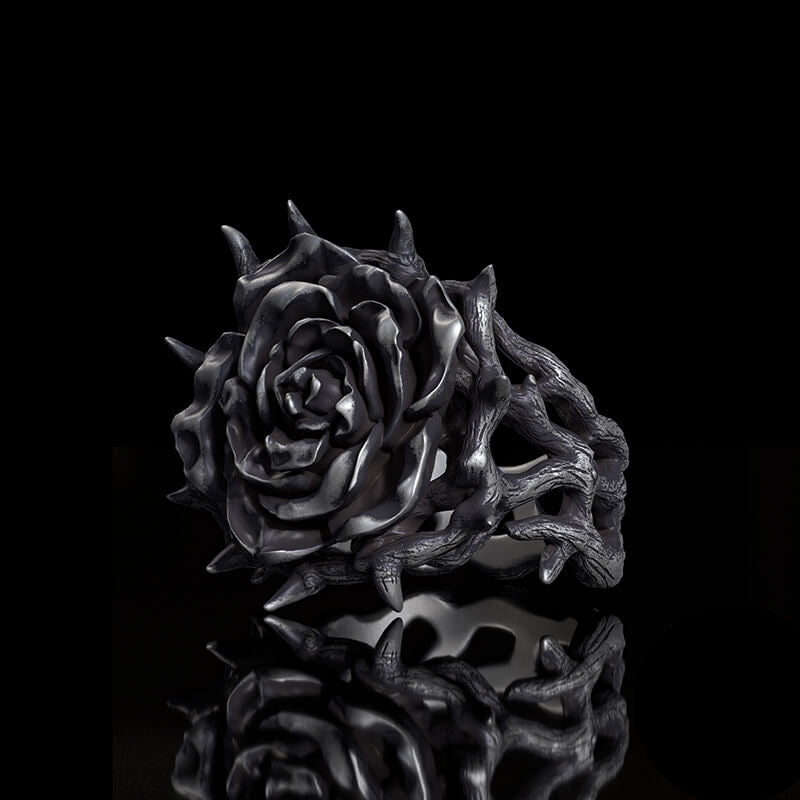 Vintage Thorns Vine Rose Sterling Silver Ring | RoyalLuster.com