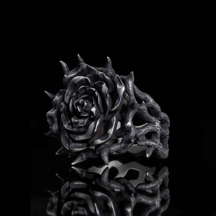 Vintage Thorns Vine Rose Sterling Silver Ring | RoyalLuster.com
