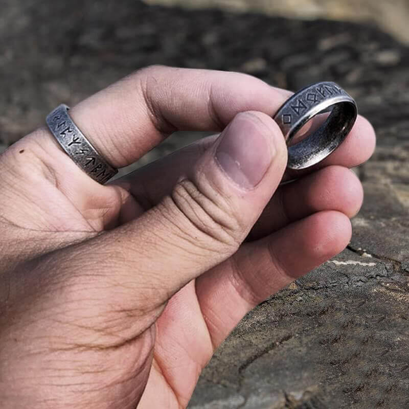 Vintage Viking Runes 925 Sterling Silver Ring