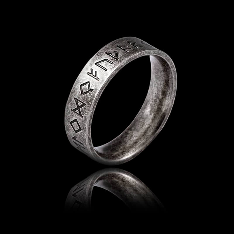 Vintage Viking Runes 925 Sterling Silver Ring