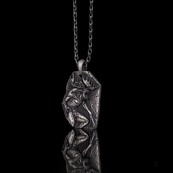 Vintage Wendigo Skull Sterling Silver Pendant | RoyalLuster.com