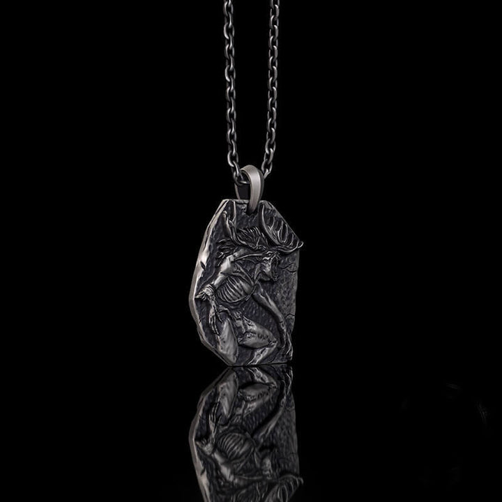 Vintage Wendigo Skull Sterling Silver Pendant | RoyalLuster.com