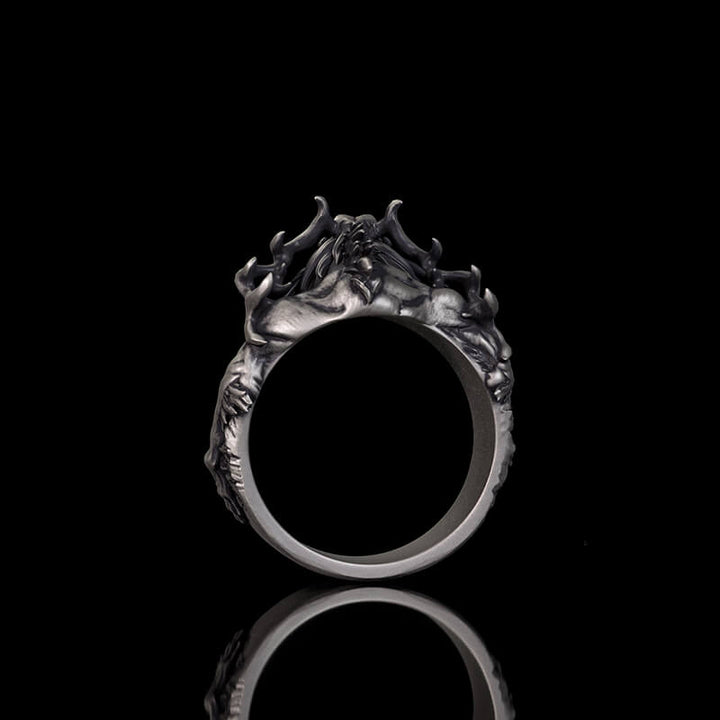 Vintage Wendigo Skull Sterling Silver Ring