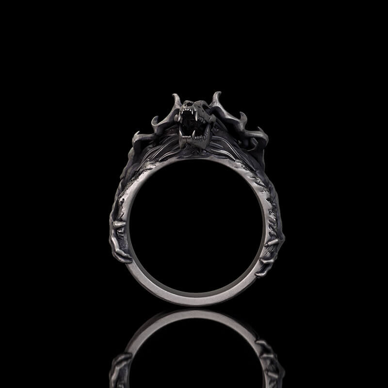 Vintage Wendigo Skull Sterling Silver Ring