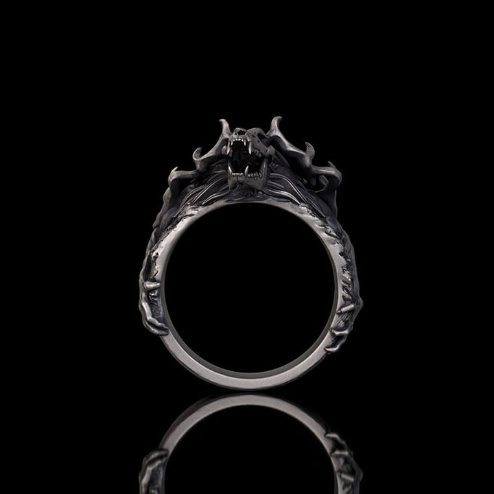 Vintage Wendigo Skull Sterling Silver Ring