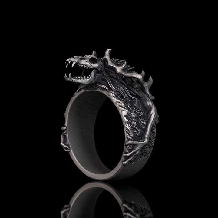 Vintage Wendigo Skull Sterling Silver Ring