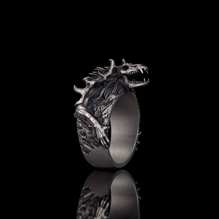 Vintage Wendigo Skull Sterling Silver Ring