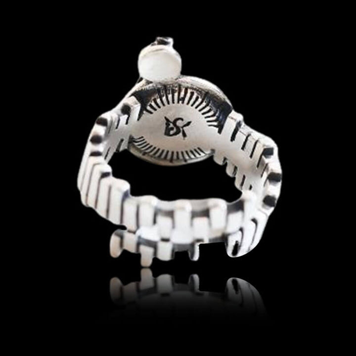 Vinyl Record Player 925 Sterling Silver Open Ring 03 | RoyalLuster.com